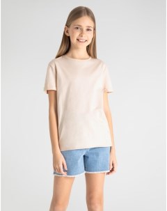 Бежевая базовая футболка для девочки Gloria jeans