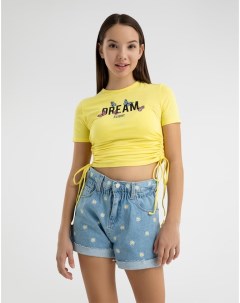 Желтая футболка с принтом Dream flight для девочки Gloria jeans