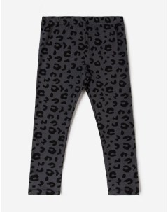Тёмно серые легинсы с леопардовым принтом для девочки Gloria jeans