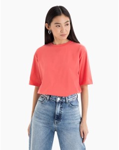 Коралловая базовая футболка oversize Gloria jeans