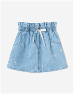 Джинсовая юбка Paperbag со звездами для девочки Gloria jeans
