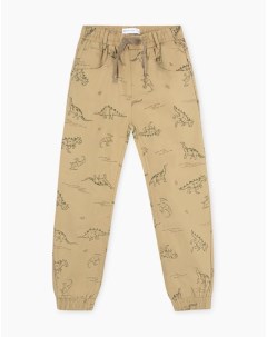 Бежевые брюки Jogger с динозаврами для мальчика Gloria jeans
