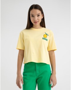 Желтая футболка с принтом Lemon для девочки Gloria jeans