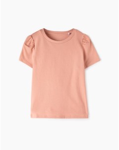 Розовая базовая футболка с объёмными рукавами для девочки Gloria jeans