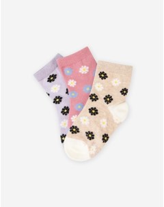 Носки с цветочным принтом для девочки 3 пары Gloria jeans