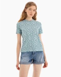 Мятная футболка с цветочным принтом Gloria jeans