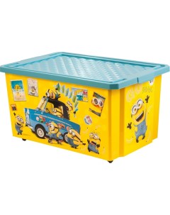 Ящик для игрушек 57 л с крышкой пластик 41х61х33 см банан Миньоны LA1065БН Lalababy