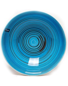 Тарелка суповая керамика 18 см круглая Аэрография Морской Вечер 139 27013 голубая Elrington