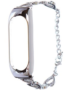 Ремешок металлический с сердцами Red Line для Xiaomi Mi Band 6, серебристый Red line