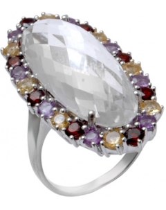 Кольцо с россыпью цветных камней из серебра Balex