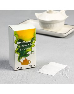 Фильтр пакеты для заваривания чая с завязками для кружки 100 шт 5 х 7 см Nobrand