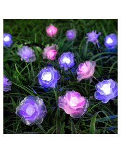 Гирлянда Нить 4 5 м с насадками розы Ip44 тёмная нить 30 Led свечение синее фиолетовое розовое 2 реж Luazon home