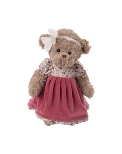 Мягкая игрушка Плюшевый мишка Novalie в темно розовом платье 50 см Bukowski design