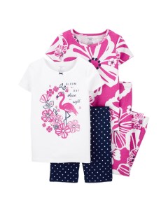 Пижама для девочки с фламинго 4 предмета Carter`s