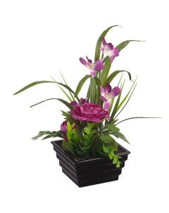 Цветы искусственные Орхидеи и лютики в горшке Engard