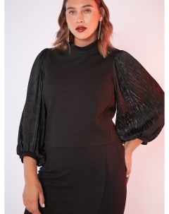 Блуза с объемными рукавами чёрная Lalis