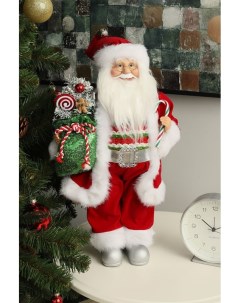Дед Мороз с конфетой и подарками 45 см Maxitoys luxury