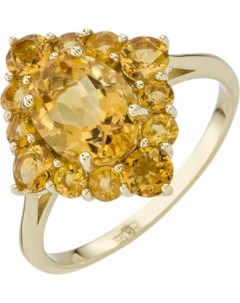 Кольцо Цветок с 13 цитринами из красного золота Aloris