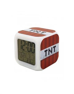 Часы будильник Блок ТНТ взрывчатки пиксельные с подсветкой Pixel crew