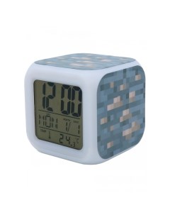 Часы будильник Блок золотой руды пиксельные с подсветкой Pixel crew