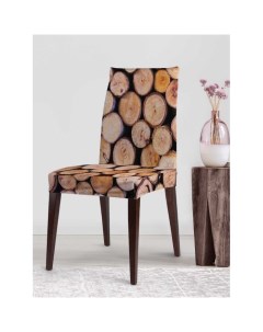 Декоративный велюровый чехол на стул со спинкой Свежие полена Joyarty