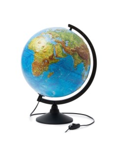Глобус Земли физико политический 320 мм с подсветкой Рельефный Классик Globen