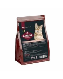 Полнорационный сухой корм для кошек с чувствительным пищеварением c индейкой и уткой 400 г Landor