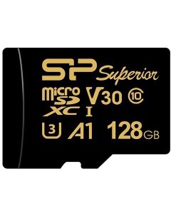 Флеш карта microSD 128GB Superior Golden A1 microSDXC Class 10 UHS I U3 A1 100 80 Mb s SD адаптер Silicon power