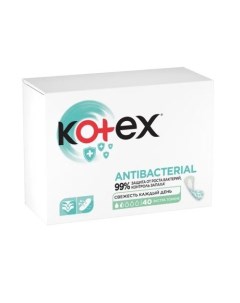 Ежедневные антибактериальные экстратонкие прокладки 40 шт Kotex