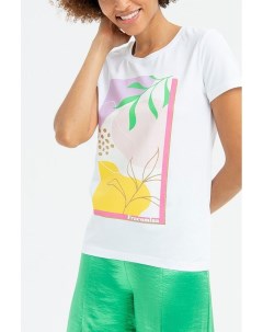 Хлопковая футболка с цветочным принтом Fracomina