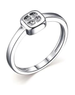 Кольцо с 4 бриллиантами из серебра Костромская ювелирная фабрика "алькор"