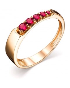 Кольцо с 5 рубинами из красного золота Костромская ювелирная фабрика "алькор"