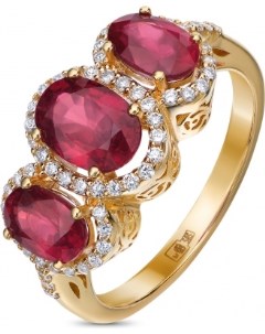 Кольцо с рубинами и бриллиантами из жёлтого золота Sargon jewelry
