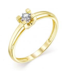 Кольцо с 1 бриллиантом из жёлтого золота Костромская ювелирная фабрика "алькор"