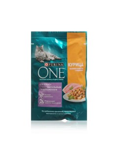 Влажный корм для кошек с чувствительным пищеварением с курицей и морковью 75г Purina one