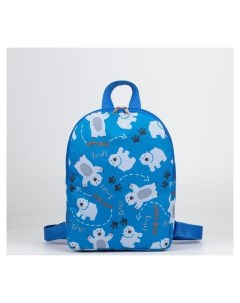 Рюкзак детский для мальчика отдел на молнии Мишки Цвет голубой Зфтс