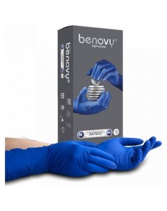 Перчатки латексные смотровые неопудренные повышенной прочности размер M средний синие High Risk Benovy