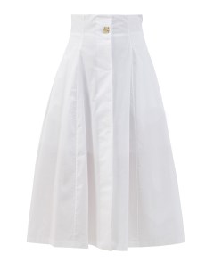 Белая юбка плиссе с брошью ручной работы Rochas