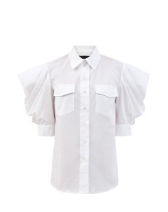 Хлопковая блуза с короткими архитектурными рукавами Rochas
