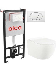 Комплект унитаза Esfera с инсталляцией AlcaPlast кнопка белая сиденье микролифт E001WG M70 Selena