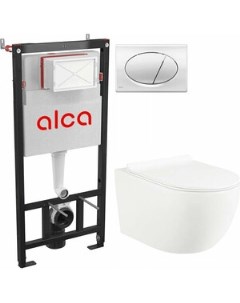 Комплект унитаза Esfera с инсталляцией AlcaPlast кнопка хром сиденье микролифт E001WG M71 Selena