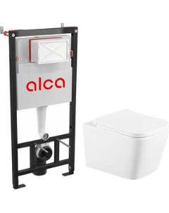 Комплект унитаза Quadra с инсталляцией AlcaPlast сиденье микролифт Q001WG AM101 Selena