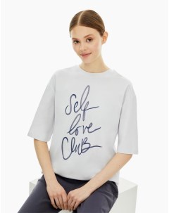 Светло фиолетовая пижамная футболка с принтом Self love club Gloria jeans