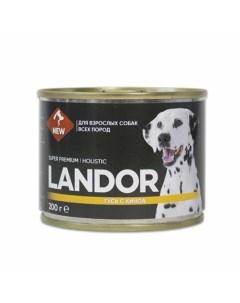 Полнорационный влажный корм для собак паштет с гусем и киноа в консервах 200 г Landor