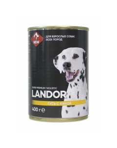 Полнорационный влажный корм для собак паштет с гусем и киноа в консервах Landor