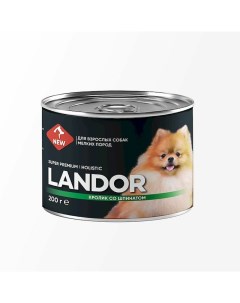 Полнорационный влажный корм для собак мелких пород паштет с кроликом и шпинатом в консервах 200 г Landor