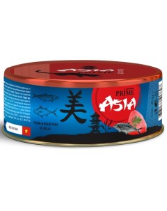 Влажный корм для кошек тунец с голубой рыбой в желе 85 гр Prime asia