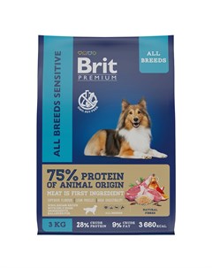 Корм для собак Premium Dog с чувствительным пищеварением ягненок с индейкой сух 3кг Brit*