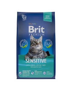 Корм для кошек Premium Cat с чувствительным пищеварением ягненок с индейкой сух 800г Brit*
