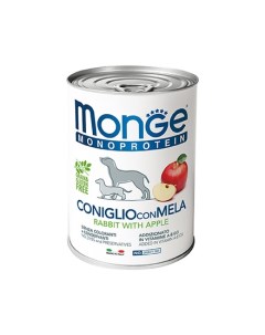 Влажный корм Паштет Монж Монопротеиновый для взрослых собак Кролик с яблоками цена за упаковку Monge